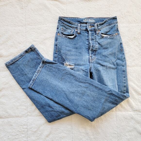 Wild Fable High Rise Straight Leg Distressed Mom Jeans - Picture 1 of 5